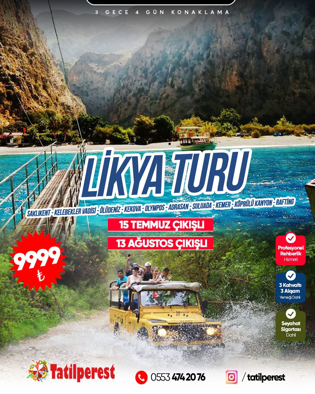 BOL YÜZME MOLALI LİKYA TURU