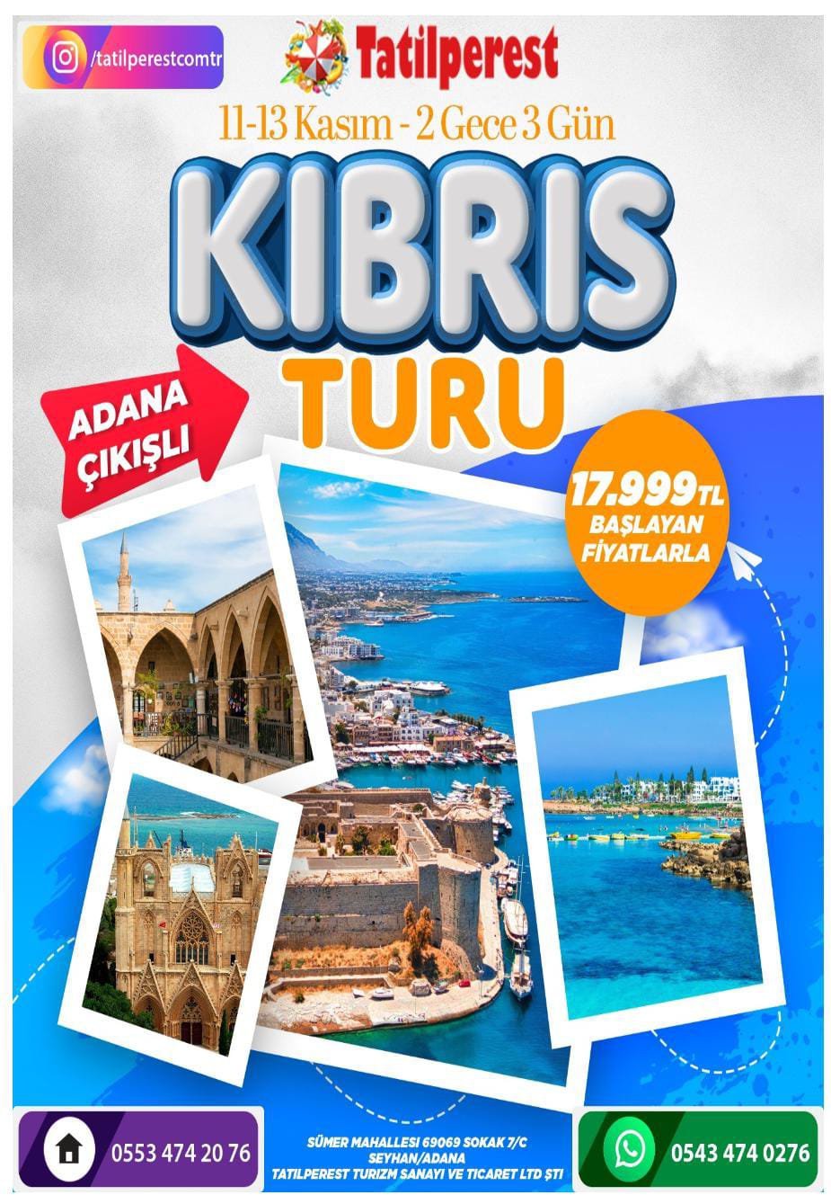 KIBRIS TURU GİDİŞ DÖNÜŞ UÇAKLI 11-13 KASIM ARA TATİL ÖZEL 